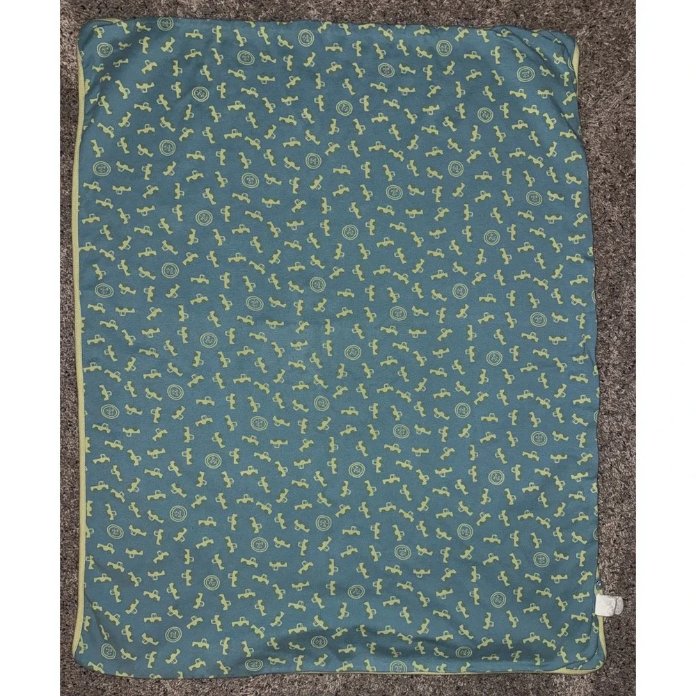 Life is Good Baby Blanket Truck Applique Baby Boy Blue‎ Green Reversible Cotton